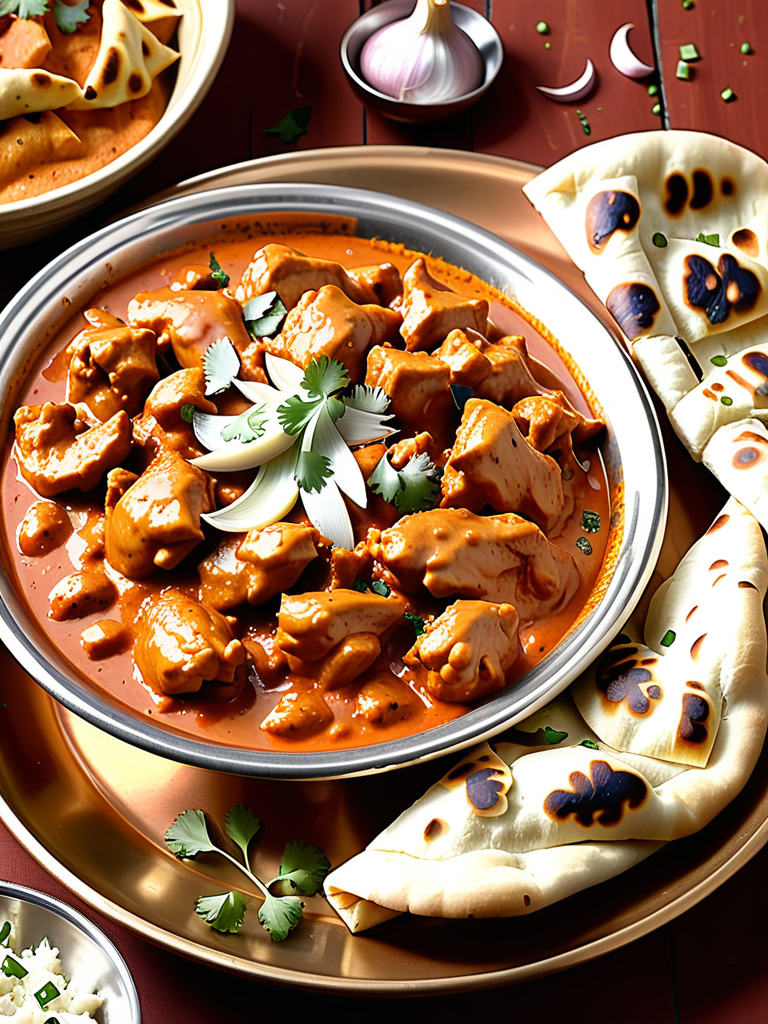 butter chicken and garlic naan