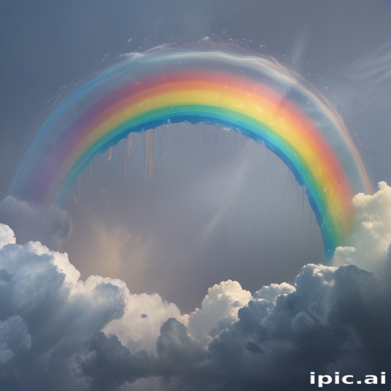 Vibrant Rainbow Arching Over Dark Clouds in a Serene Sky