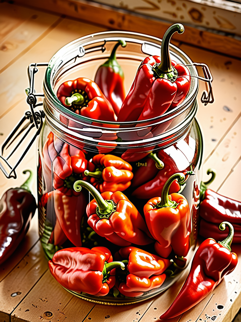 red peppers in a jar