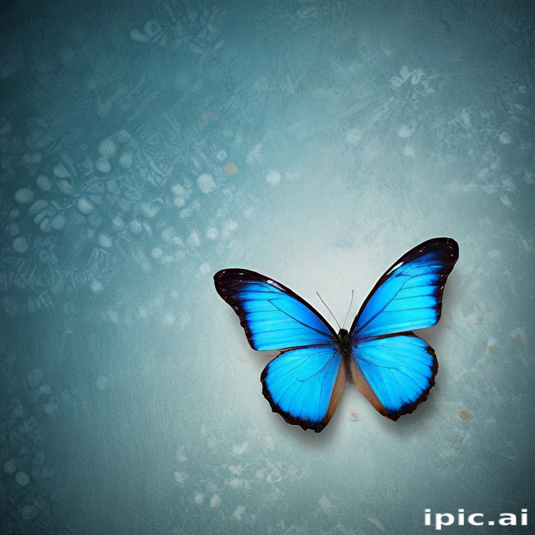 A Vibrant Blue Butterfly Gracefully Resting on a Soft Textured Background