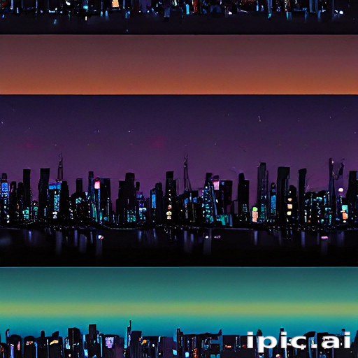 Stunning City Skyline at Dusk with Vibrant Colors and Reflections