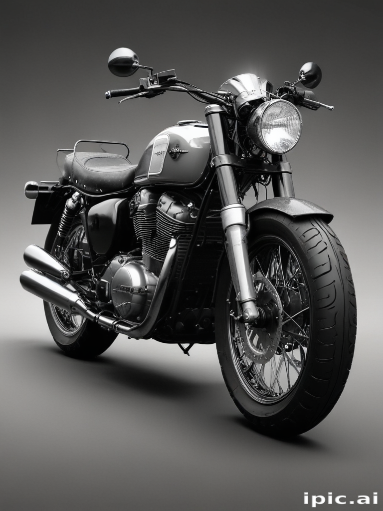 Sleek Black Motorcycle with Classic Design and Chrome Accents Displayed ...