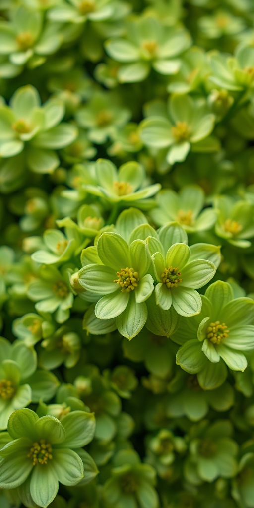 create a soft-focused, textured floral background in shades of green with subtle details, shot at f/2.8 aperture, ISO 100, 50mm lens, using a digital SLR camera, top-down view with natural lighting to enhance depth and color vibrancy