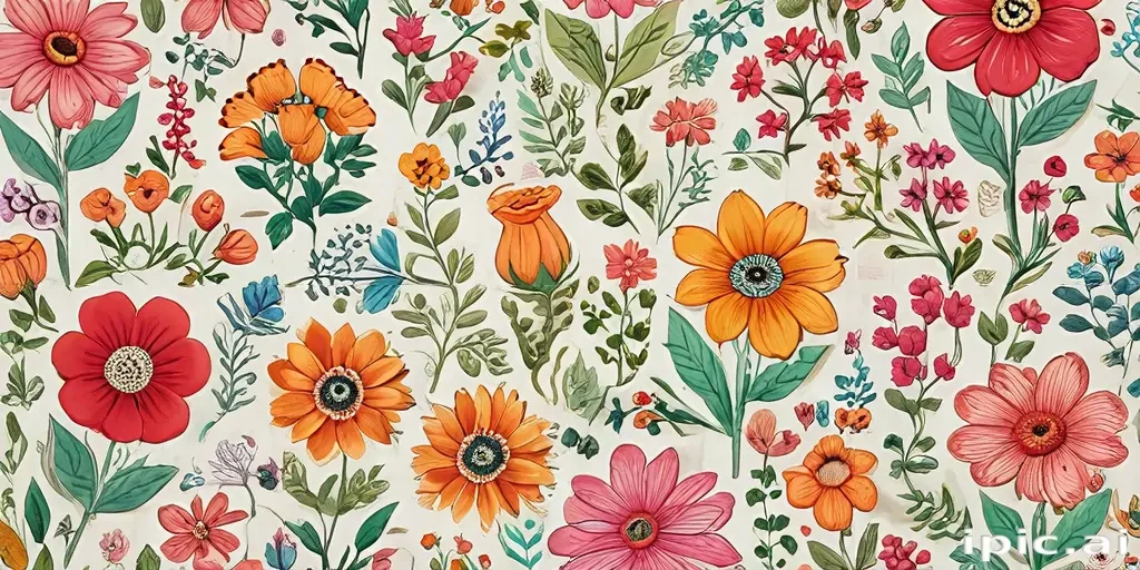 colored drawings of flowers
