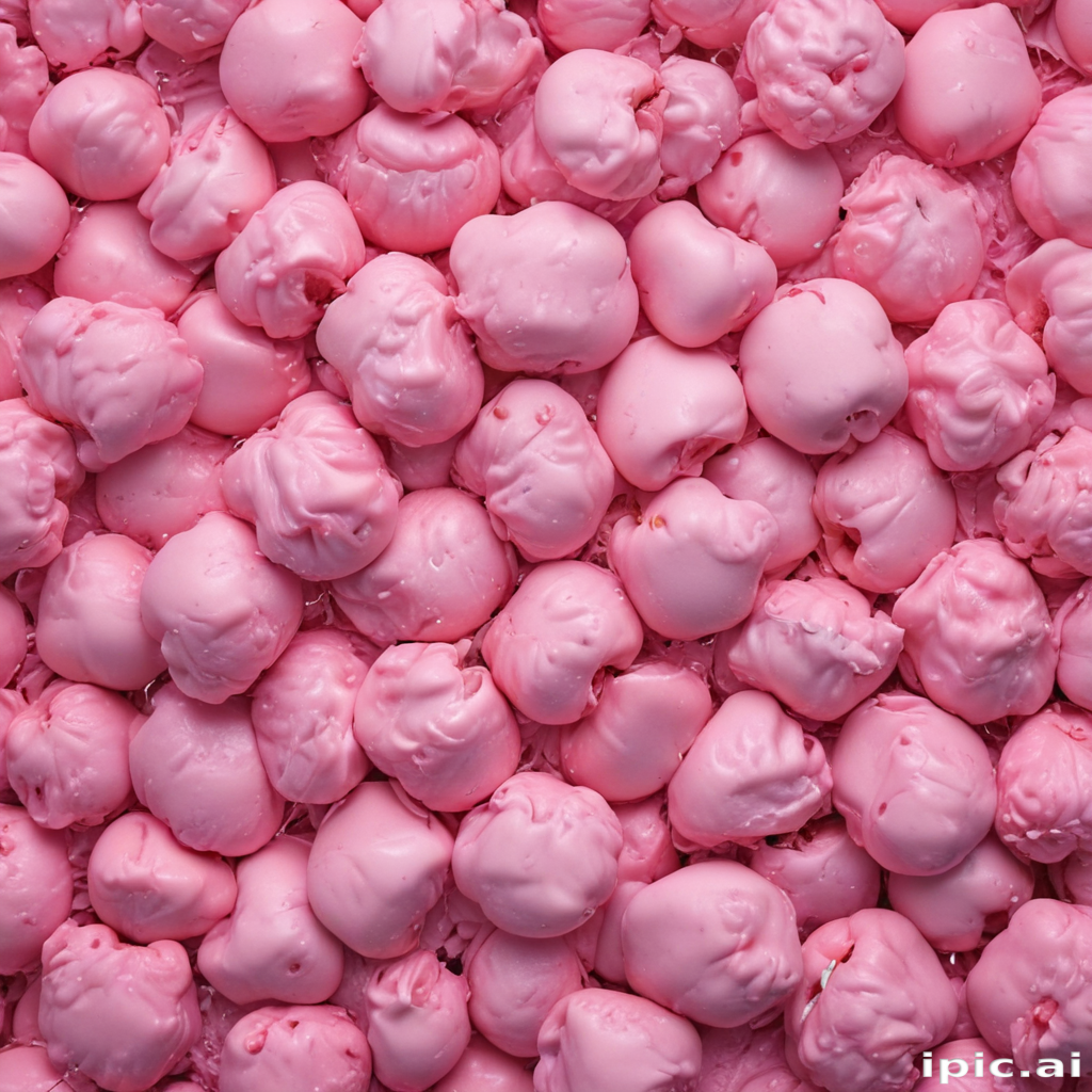 Vibrant Pink Whipped Cream Puffs Piled Together in a Delightful Arrangement