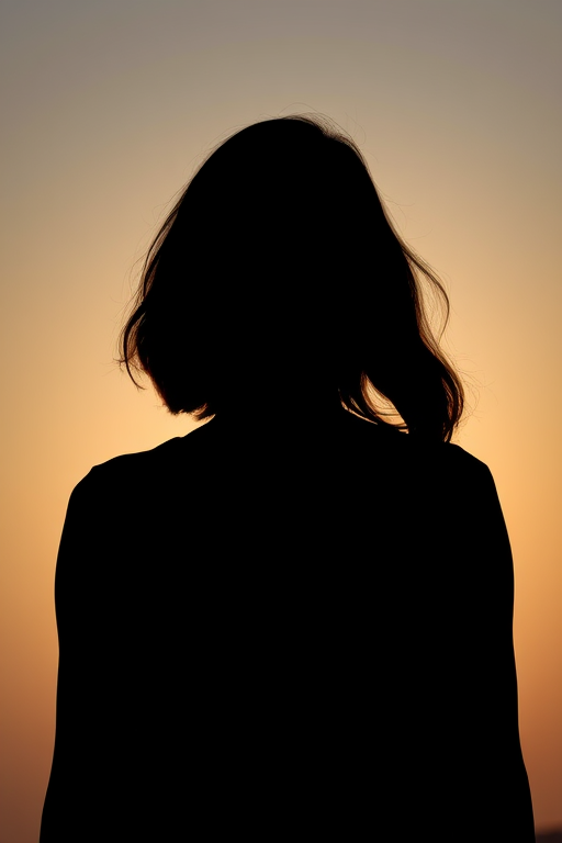 Create a high-resolution silhouette of a person with a soft gradient background, shot using a Canon EOS 5D Mark IV with a 50mm lens at f/1.8, 1/200s shutter speed, ISO 100, top-down view, capturing the subject in natural light for enhanced depth.