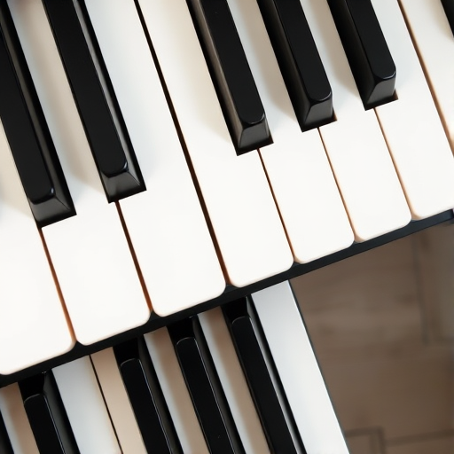 Create a high-resolution image of a piano keyboard with clear details of the white and black keys, shot from a top-down perspective using a DSLR camera, f/2.8 aperture, ISO 100, 50mm lens, natural lighting for enhanced quality.