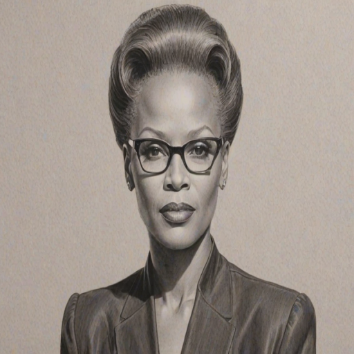 Dazzling Avery Brooks, pencil sketch, portrait of Captivating woman 1945s in glasses, hair style beatnik, outline, clear lines, fine lines, 8k