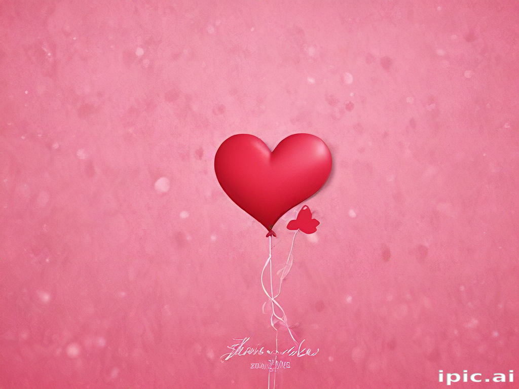 Two Colorful Heart Balloons Floating Against a Soft Pink Background