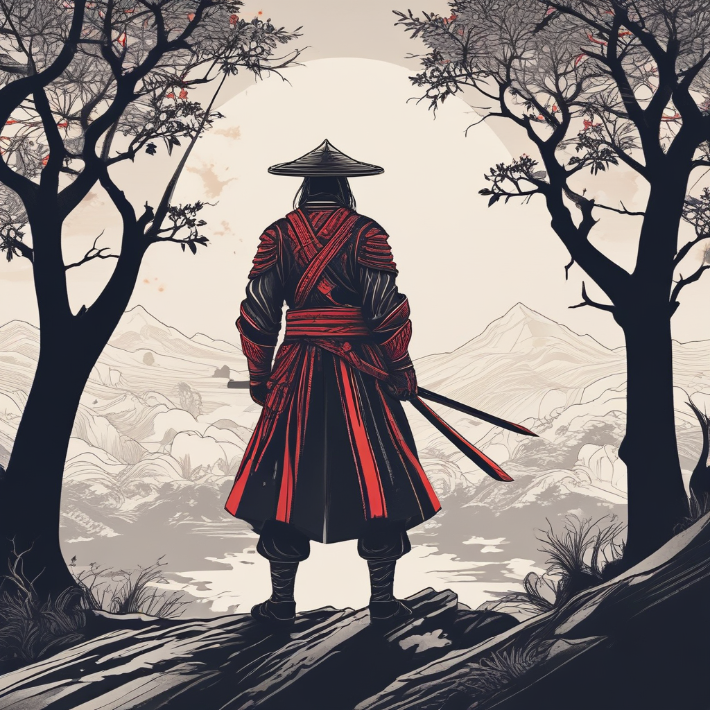 Ai Image Generator - Ai Art Generator - High Quality and 100% Unique Images  - iPic.Ai anime samurai with sword on his waist drawing his katana black  kimono and red cape Looking