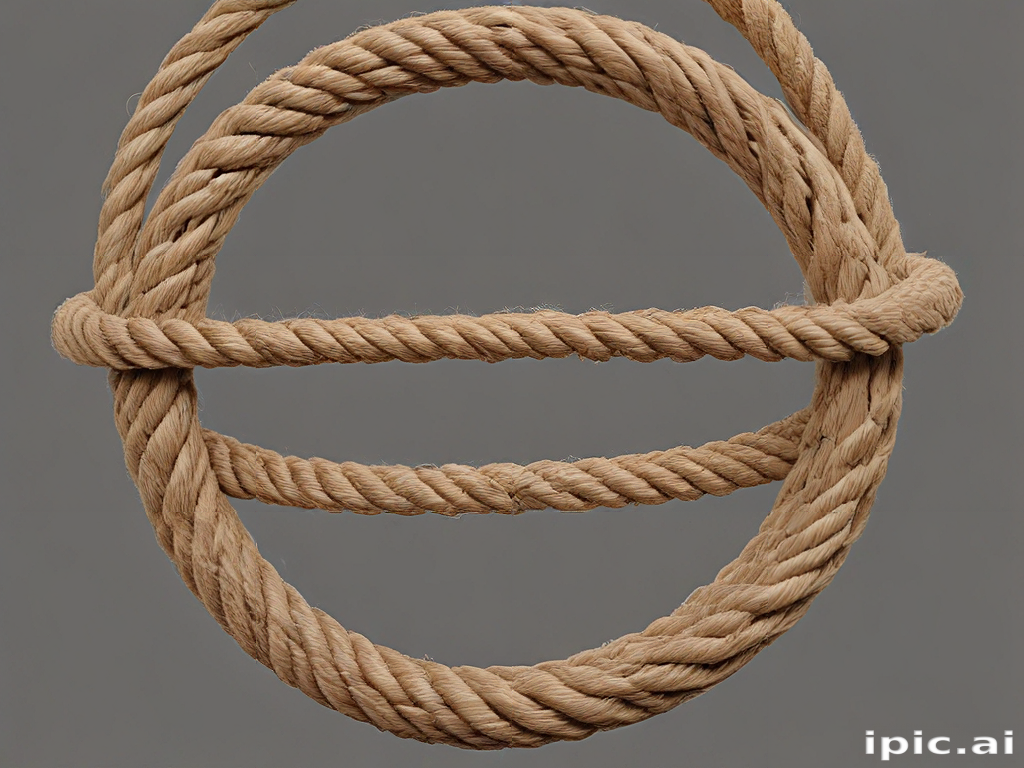Arc Rope Shape Intertwined Natural Fiber Ropes Forming a Unique Geometric Shape Display