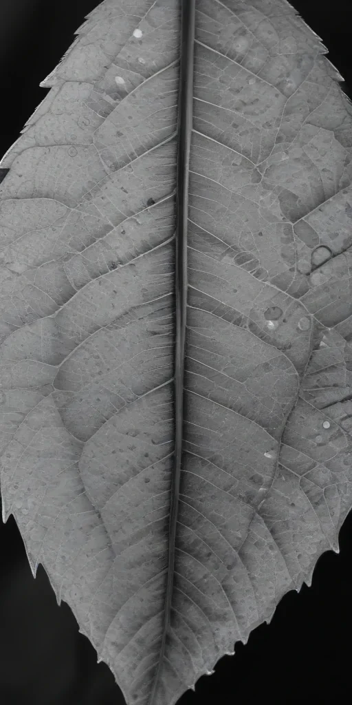 leaf in black and white