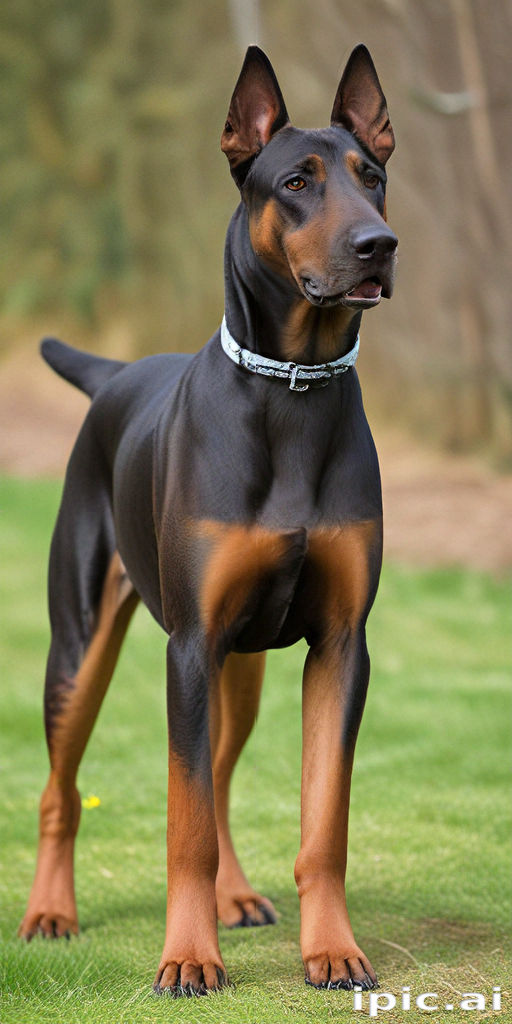 A Majestic Doberman Pinscher Standing Proudly in a Lush Green Field