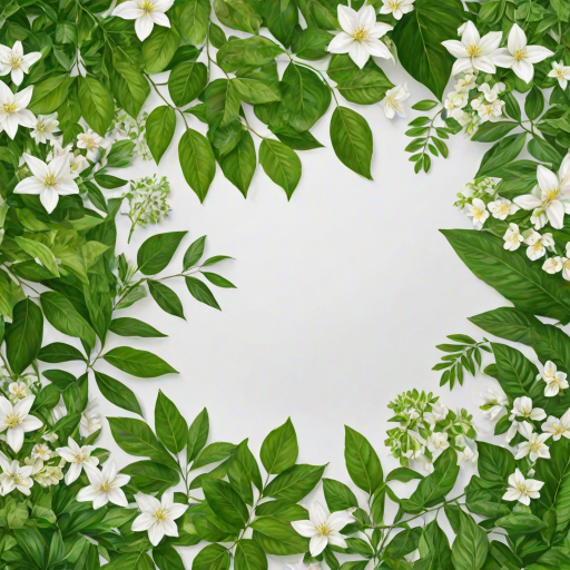 white and greenery background
