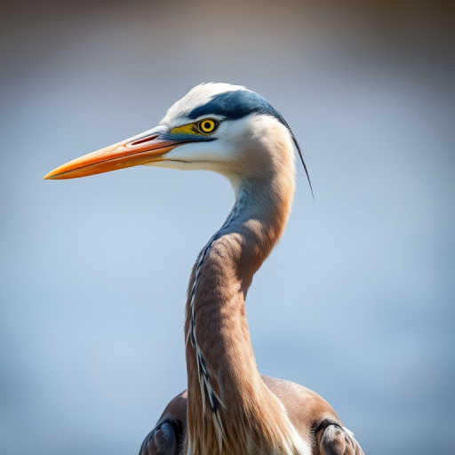 heron in profile, shallow depth of field, soft natural lighting, 200mm lens, f/4 aperture, ISO 100, speed 1/250s, taken with a DSLR camera, vibrant background blur, focus on the head and eye of the bird