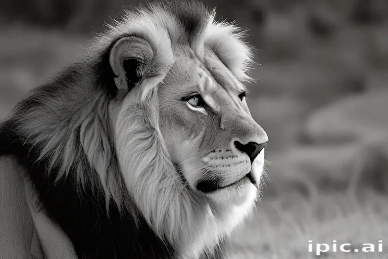 lion black and white