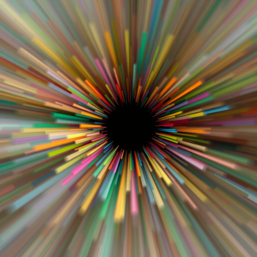 abstract burst of colors with a central dark void, high dynamic range, f/2.8 aperture, ISO 100, 1/60 sec shutter speed, 24mm lens, wide-angle view, digital camera, soft focus style