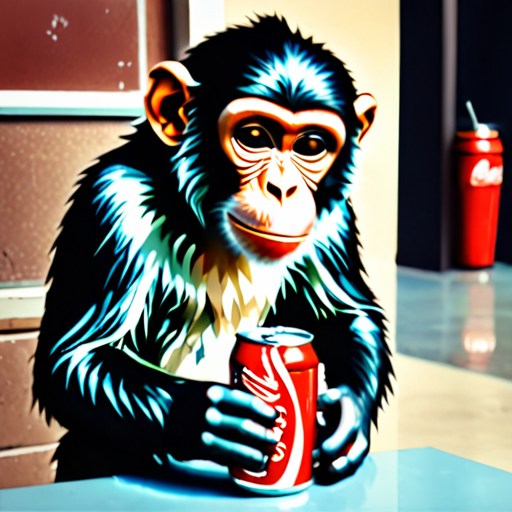 monkey drinking coca cola at school