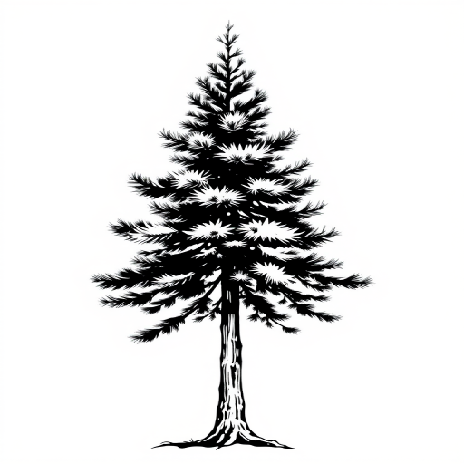 black and white pine tree clip art
