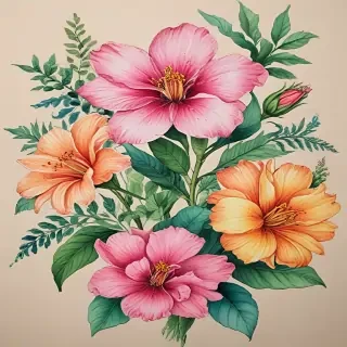 flower drawings with color