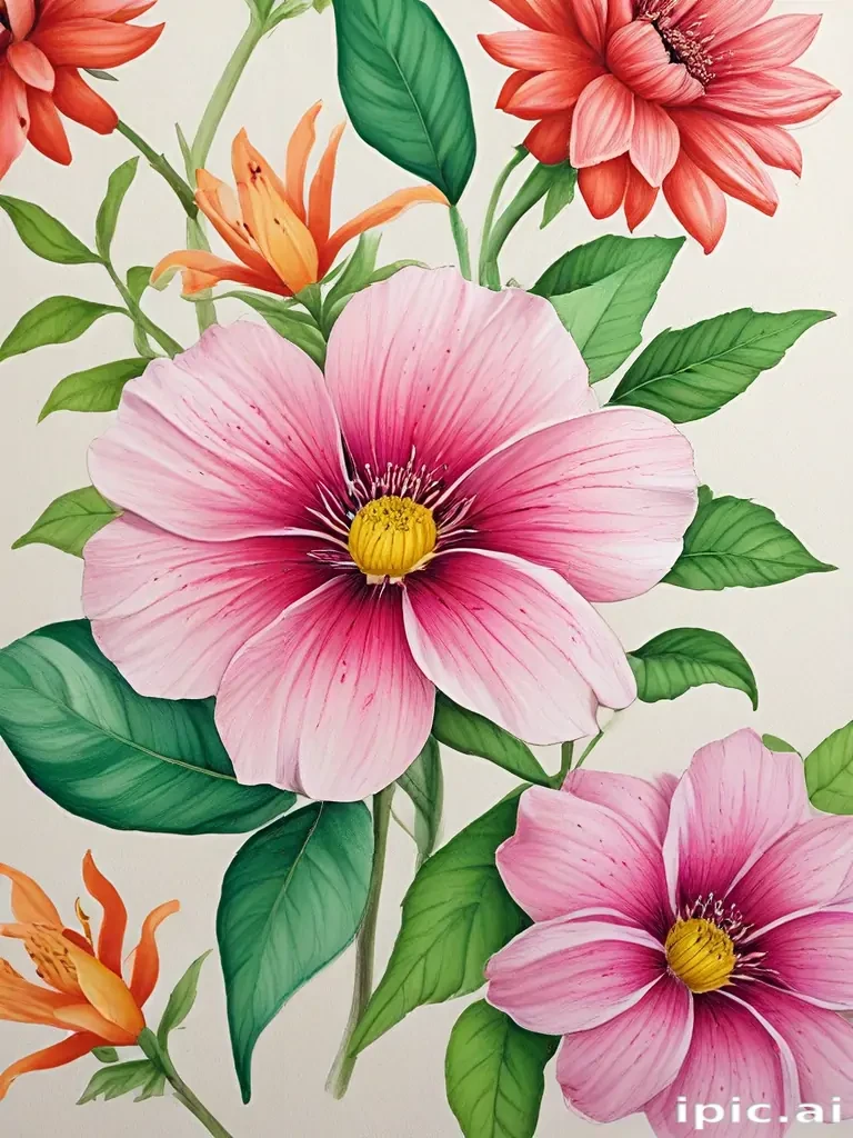 flower drawings with color