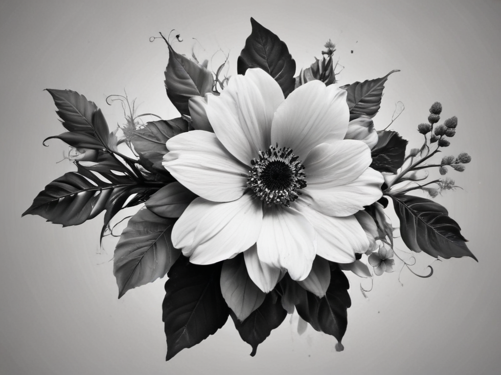 Elegant Black and White Floral Arrangement Featuring a Majestic ...