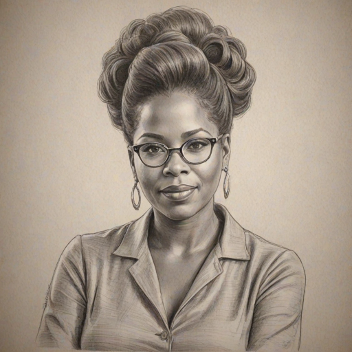 Beauteous Iyanla Vanzant, pencil sketch, portrait of Appealing woman 1965s in glasses, hair style beatnik, outline, clear lines, fine lines, 8k