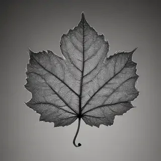 leaf in black and white