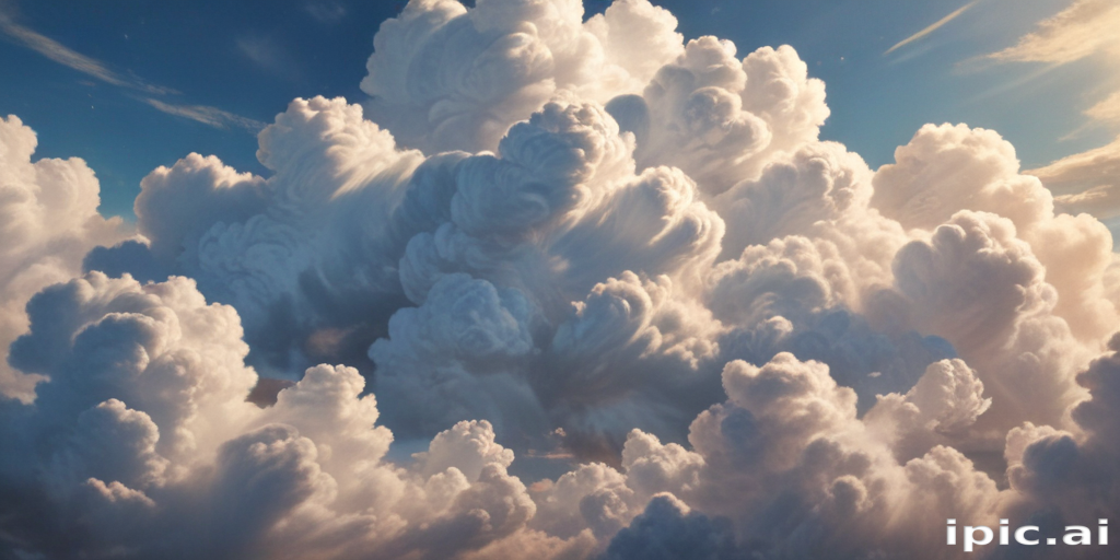 Majestic Cotton Candy Clouds in a Bright Blue Sky at Dusk