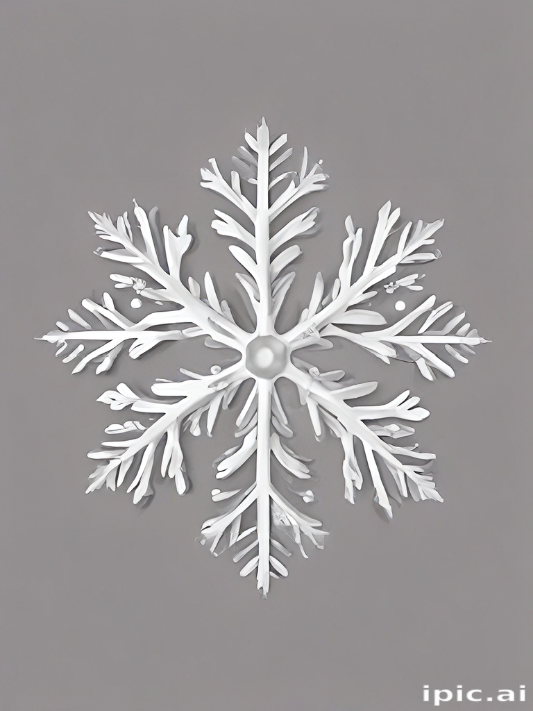 Intricate Winter Snowflake Design on a Soft Gray Background