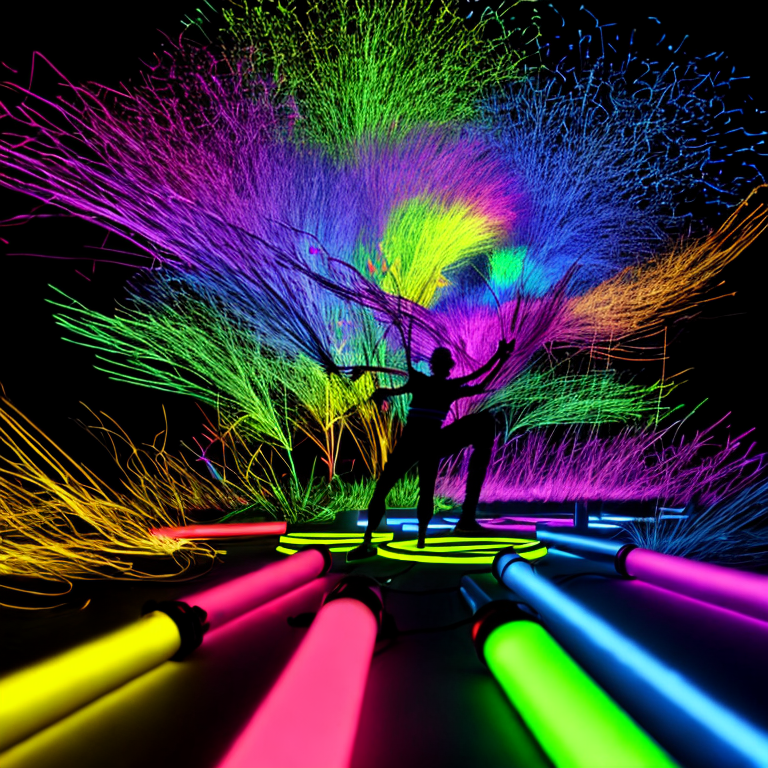 Two Rave Colors In the dark of the night at a rave, Glowsticks twirl, and they really ...