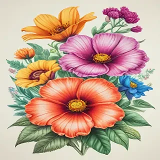 color drawing flowers