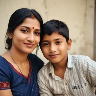 indian son with mom
