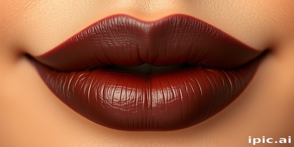 Chocolate brown lips with a satin finish, showcasing rich, earthy tones for a sophisticated and understated appearance