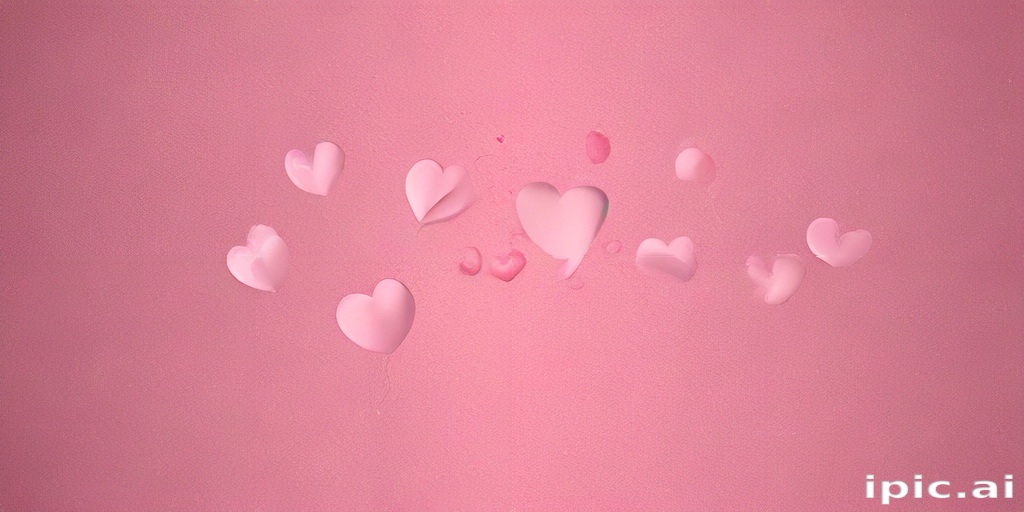 Delicate Pink Hearts Floating on a Soft Pink Background in Harmony