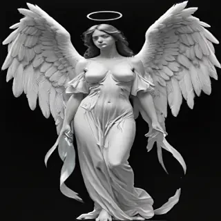 black and white angel drawings