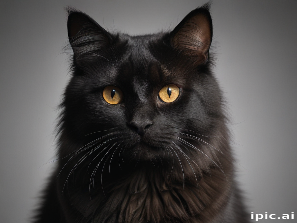 A Majestic Black Cat with Striking Golden Eyes Staring Intently at the ...