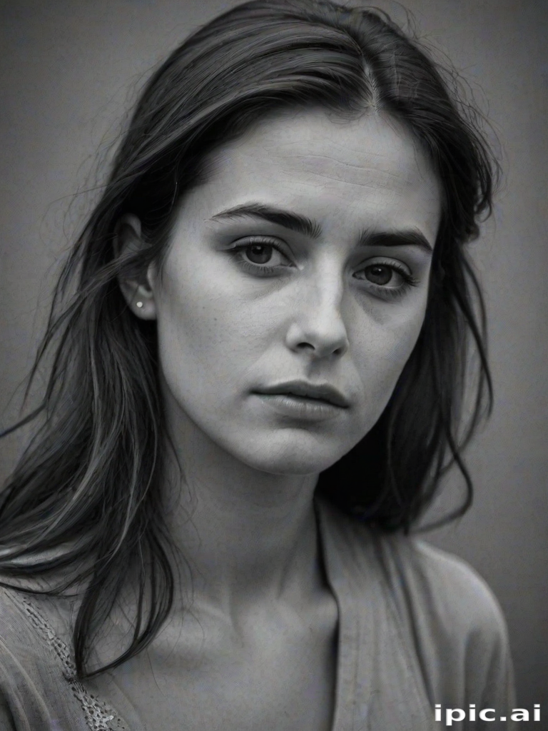 Captivating Portrait of a Thoughtful Woman in Soft Black and White