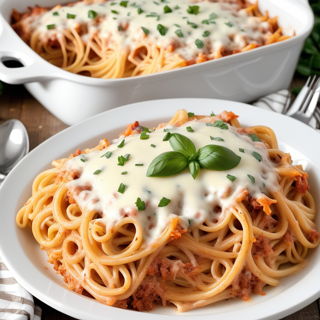 baked spaghetti with alfredo sauce