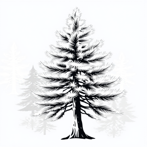 black and white pine tree clip art