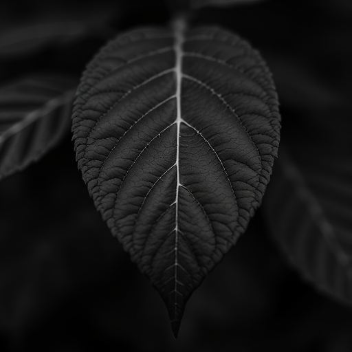 leaf in black and white
