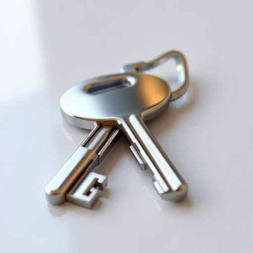 Create a detailed digital illustration of a classic key, with a sleek metallic finish and realistic reflections, shot with a DSLR camera at f/2.8 aperture, ISO 100, 50mm lens, in soft natural lighting, with a shallow depth of field to emphasize the key and blur the background.