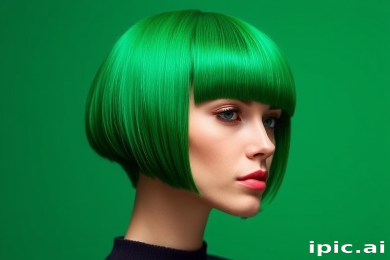 Bold emerald green bob with sleek straight edges, the "Jade Precision" cut offers a futuristic and avant-garde aesthetic for those who dare to stand out