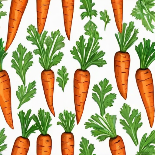 create a repeating pattern featuring hand-drawn carrots with green tops on a white background