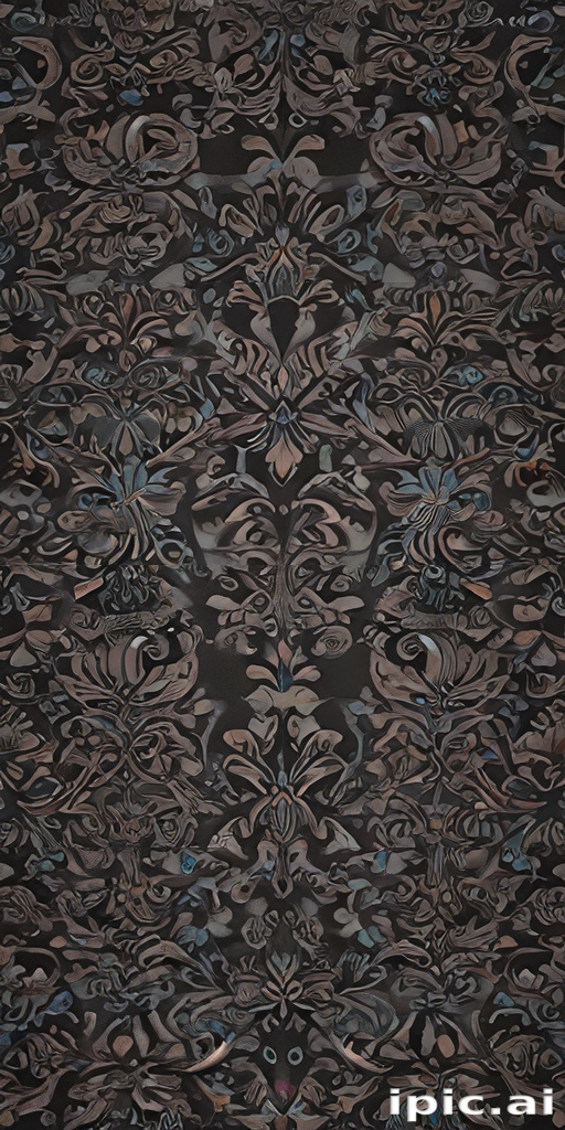 Intricate Floral Pattern with Rich Textures and Dark Color Palette Design