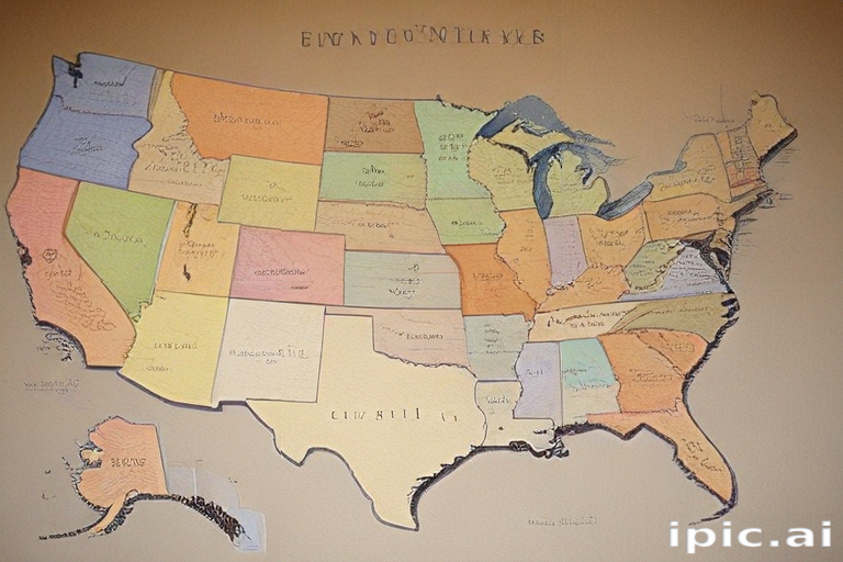 Pick A State Map Colorful Handmade Map of the United States Displaying Each State's Name