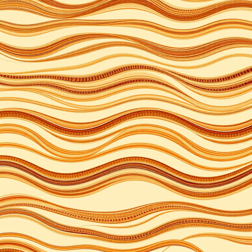 abstract pattern of wavy brown lines on a cream background, high resolution, macro lens, f/2.8 aperture, ISO 100, 50mm lens, natural light, top-down view