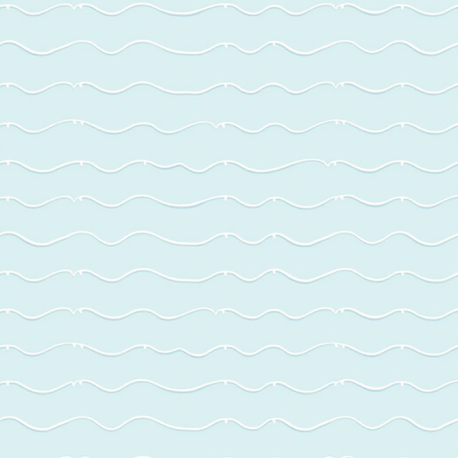 Create a seamless pattern of wavy lines in varying widths with small dotted elements on a light blue background, using a Canon EOS 5D Mark IV camera, f/8 aperture, ISO 100, 50mm lens, soft natural lighting, top-down view for clarity and detail.