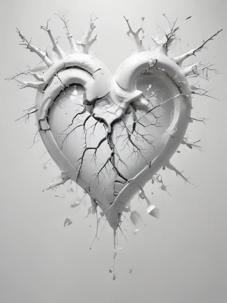 white broken heart