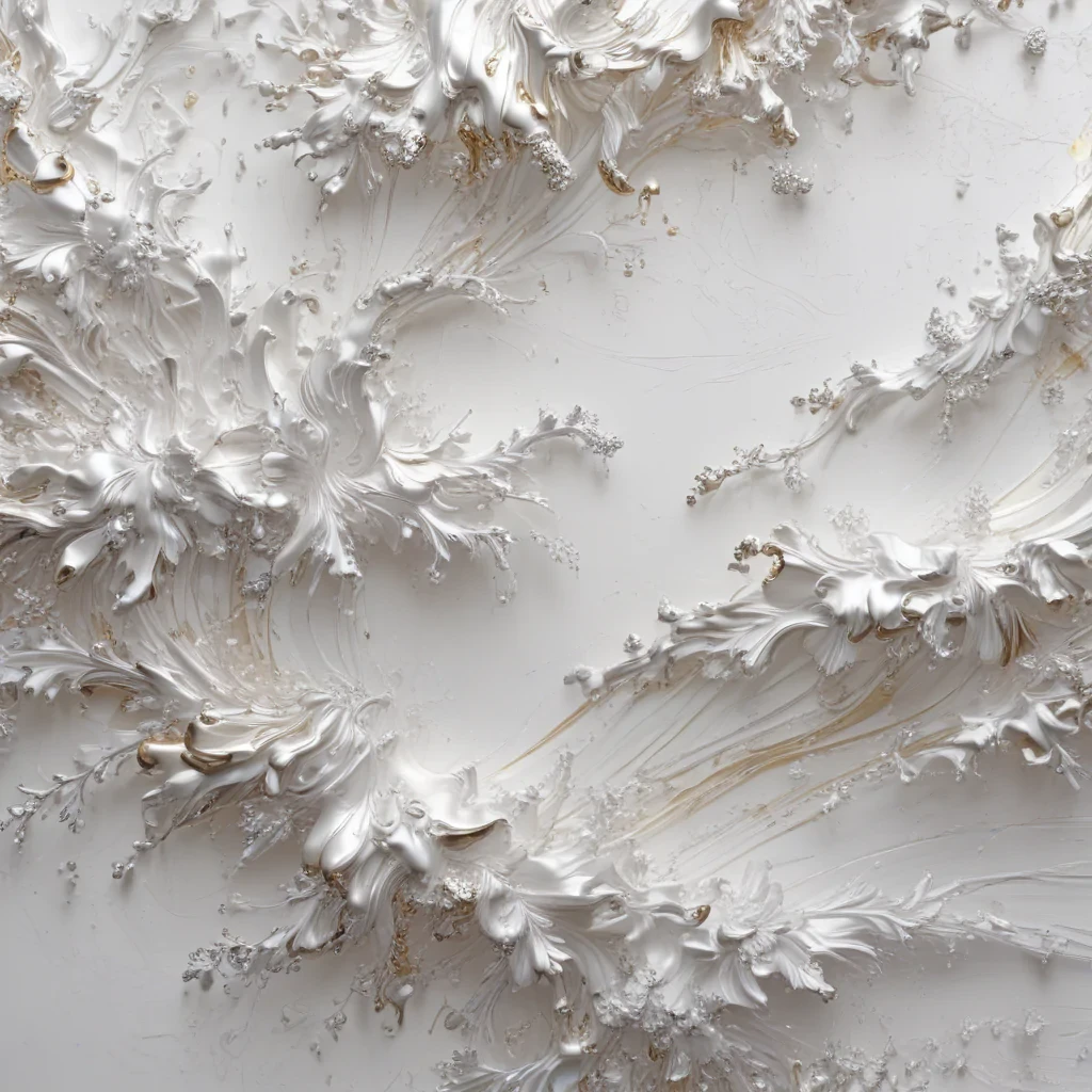 Intricate Textured Swirls of White and Gold on a Smooth Surface